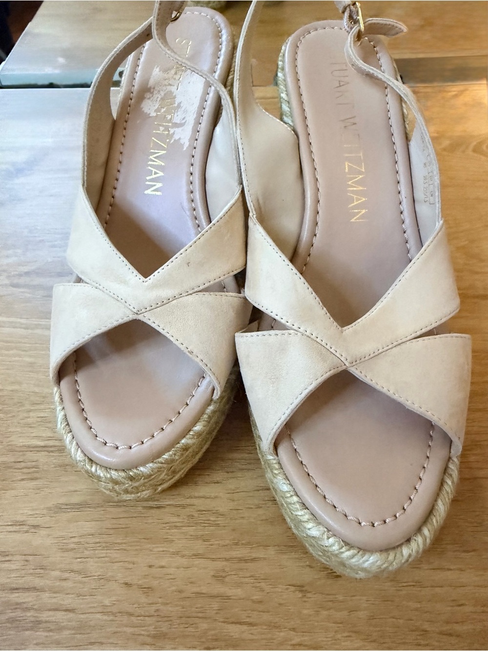 Stuart Weitzman Adobe Nude Espadrille Wedge Sandals Size 9 - Picture 13 of 13